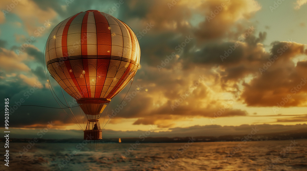 Fototapeta premium hot air balloon, world tourism concept 
