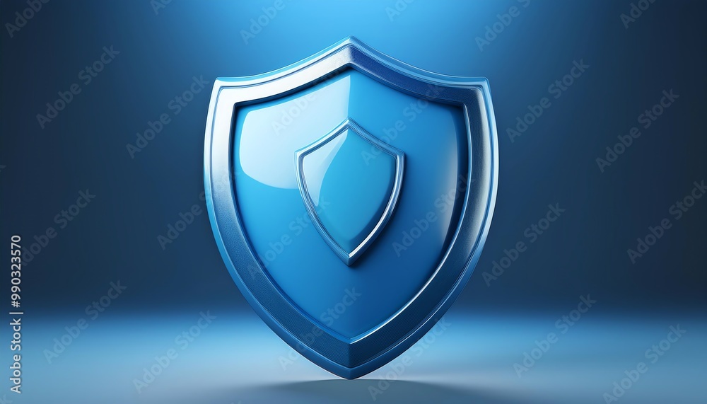 A stylized blue shield with metallic accents, radiating light, symbolizing protection, strength, and security. A stylized blue shield with metallic accents, radiating light, symbolizing protection, strength, and security.