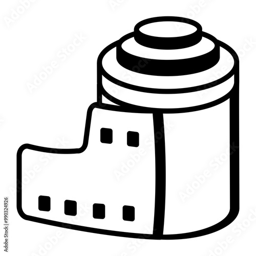 An outline style icon of film canister 