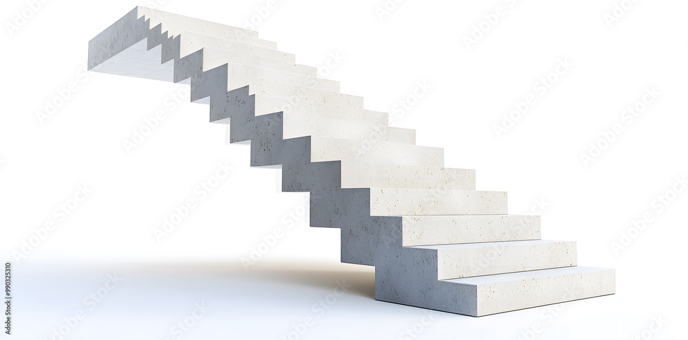 custom made wallpaper toronto digital3d model of white steps architecture staircase isolated on white background	