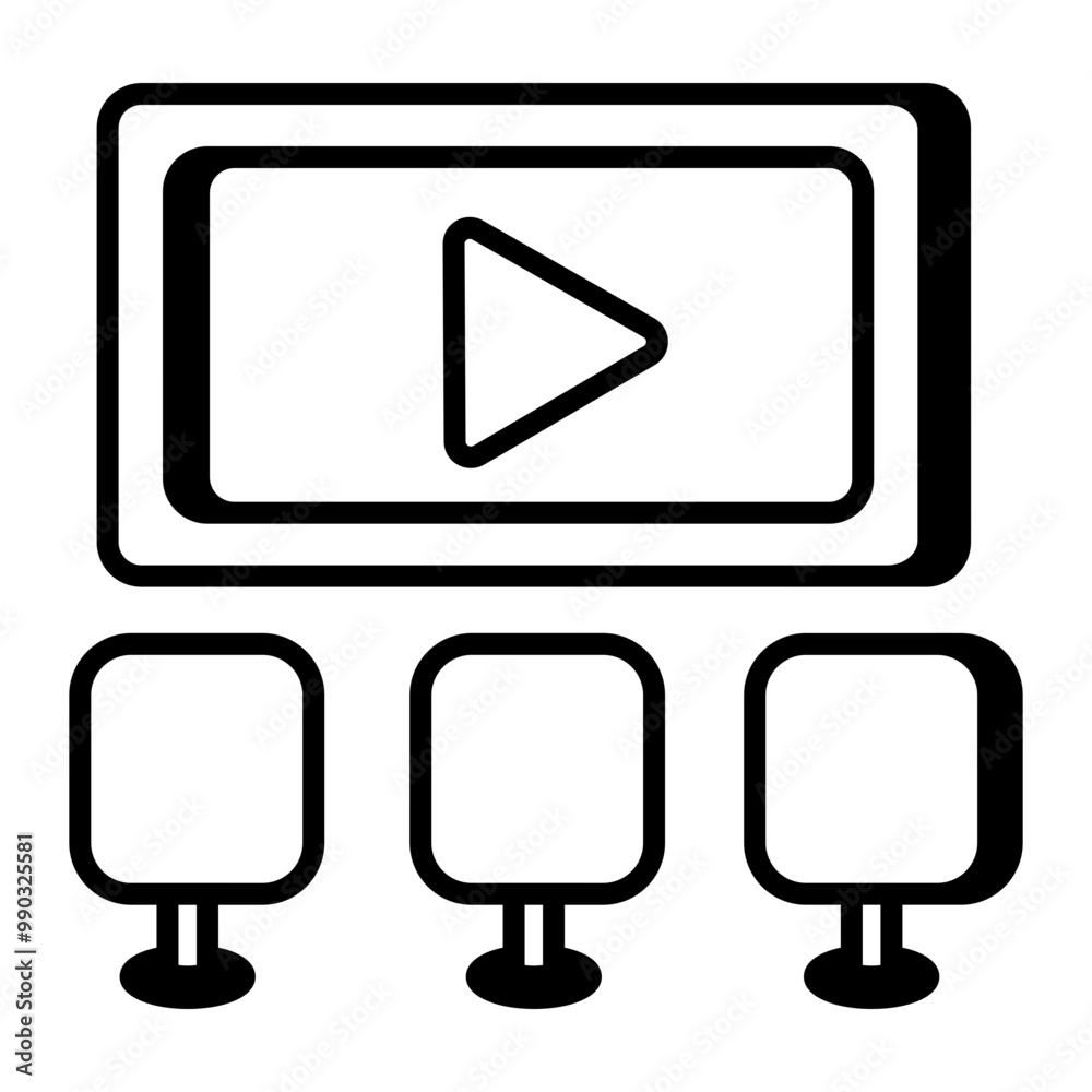 An outline style icon of cinema hall An outline style icon of cinema hall
