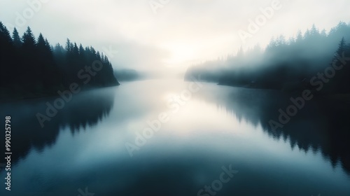 Serene lake surrounded by dense forests and rustic cabins, viewed from above with vibrant autumn foliage, Watercolor style, Calm atmosphere, Soft pastel colors