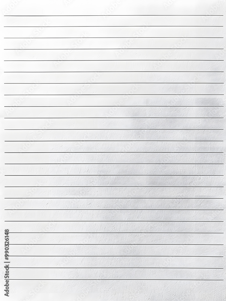Notebook Lined Paper Background with horizontal lines neatly spaced across a clean white sheet Notebook Lined Paper Background with horizontal lines neatly spaced across a clean white sheet