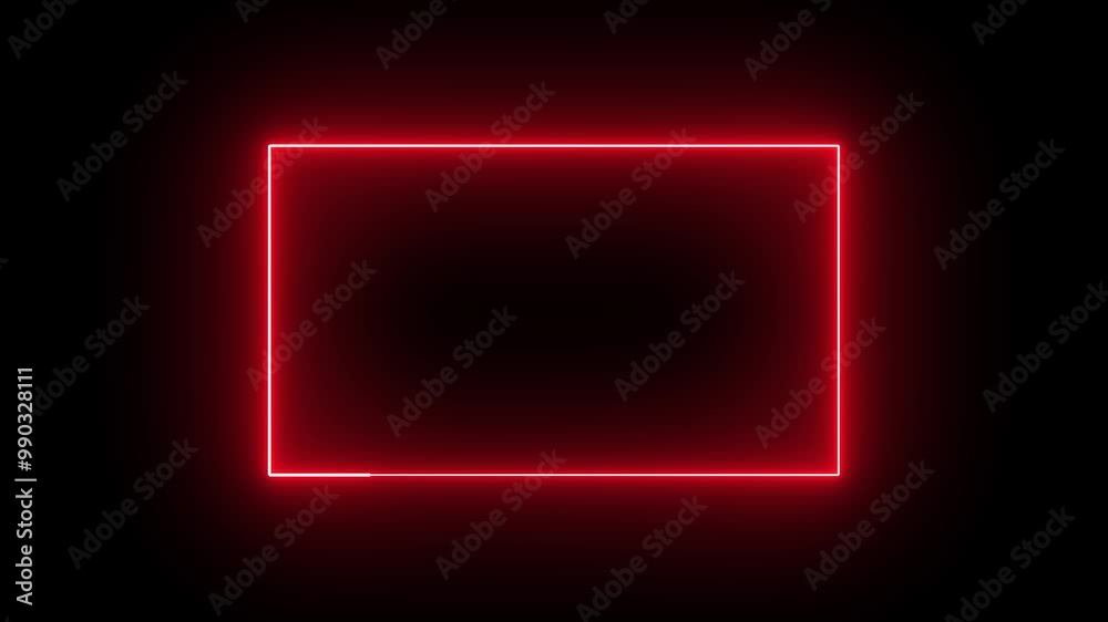 Glowing neon red colour square rectangle picture frame on isolated black background. Glowing neon red colour square rectangle picture frame on isolated black background.