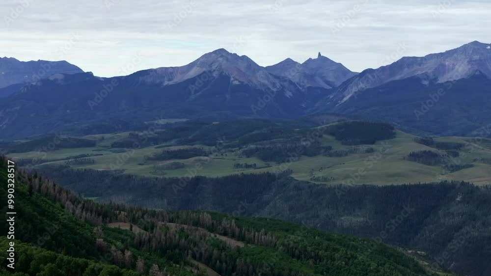 Summer Telluride Colorado aerial drone Last Dollar Road airport ski resort Lizard Head Wilson Peak Box Canyon landscape vista San Juan Rocky Mountains Range Uncompahgre Forest upward motion Summer Telluride Colorado aerial drone Last Dollar Road airport ski resort Lizard Head Wilson Peak Box Canyon landscape vista San Juan Rocky Mountains Range Uncompahgre Forest upward motion