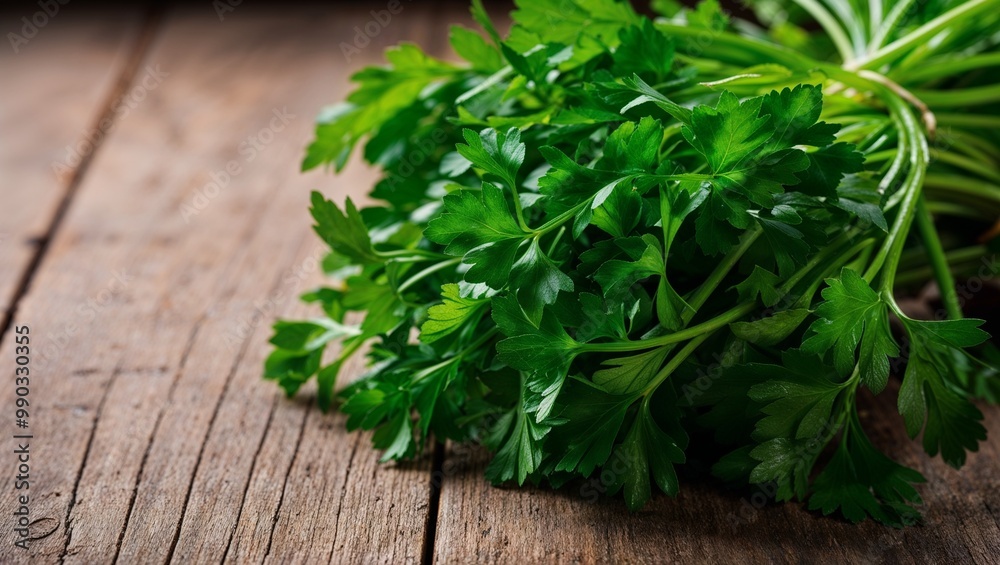 Fresh parsley bunch with crisp stems closeup Fresh parsley bunch with crisp stems closeup