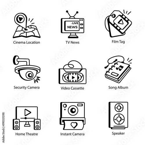 Pack of Filming Linear Style Icons 

