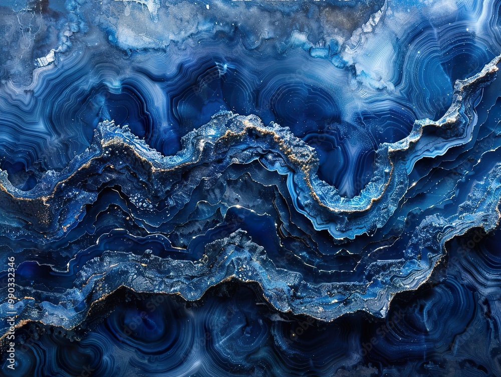 Fototapeta premium Blue Agate Texture: Abstract Mineral Art Background