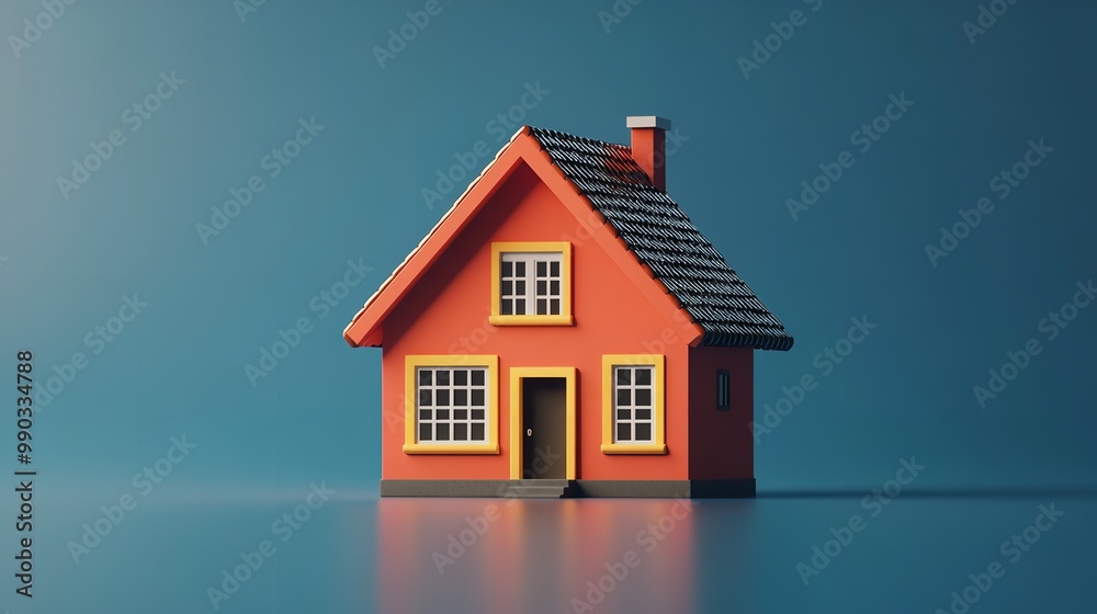 Plastic house model on blue background symbolizes real estate. Plastic house model on blue background symbolizes real estate.