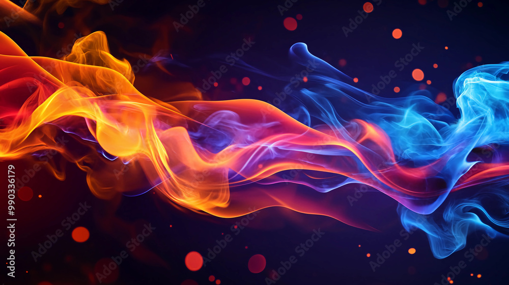 Obraz premium Abstract fire, red and blue flames, elegant light pattern.