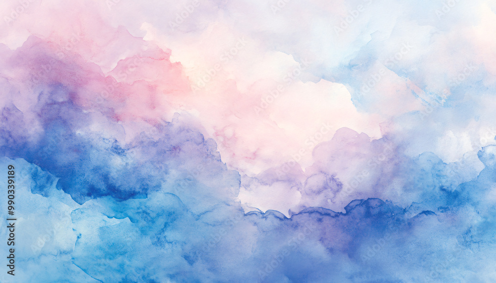 Soft, hand-painted watercolor strokes in calming blues, pinks, and purples, blending seamlessly into one another Soft, hand-painted watercolor strokes in calming blues, pinks, and purples, blending seamlessly into one another