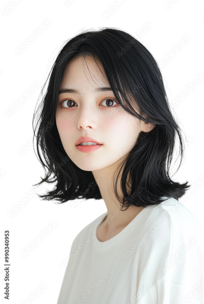 Captivating Portrait of a Young Woman with Intense Gaze Captivating Portrait of a Young Woman with Intense Gaze