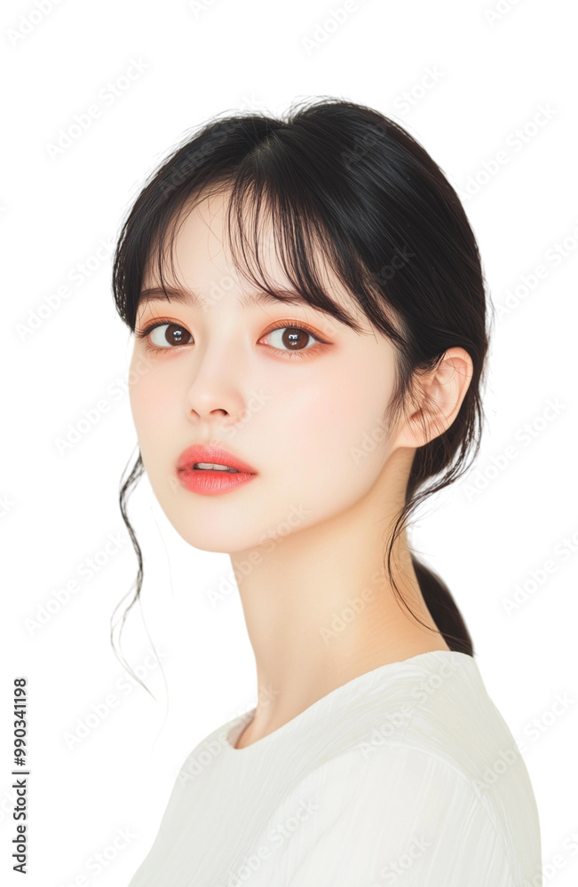 Captivating Portrait of a Young Woman with Intense Gaze Captivating Portrait of a Young Woman with Intense Gaze