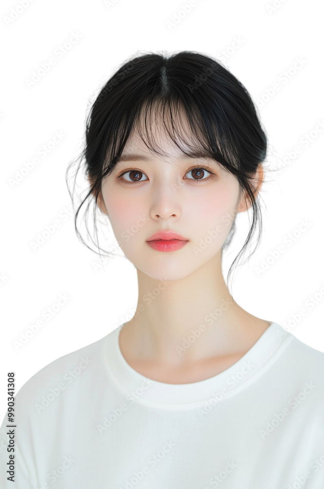 Captivating Portrait of a Young Woman with Intense Gaze Captivating Portrait of a Young Woman with Intense Gaze