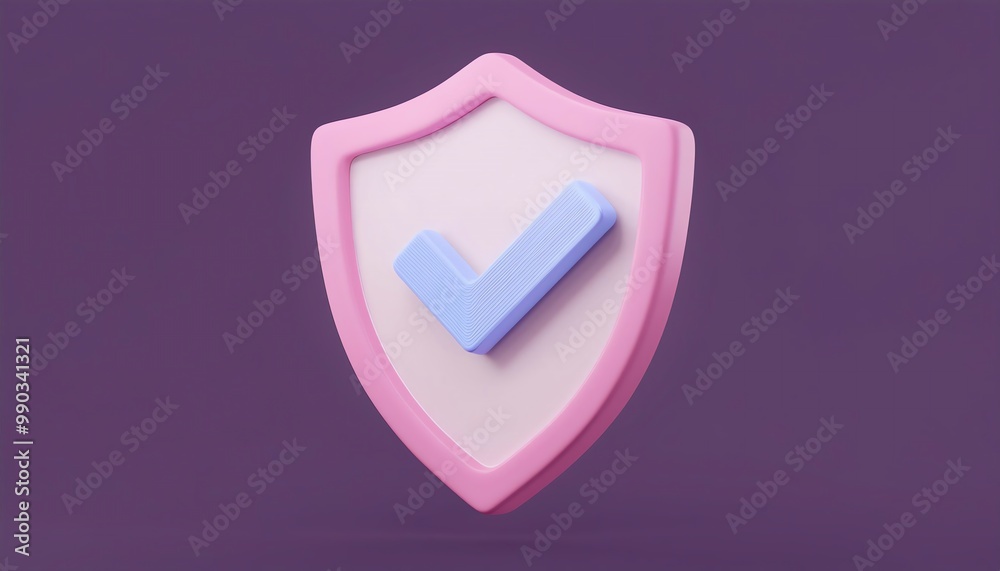 A glossy shield with a checkmark symbolizes protection and security against threats, against a blurred blue background. A glossy shield with a checkmark symbolizes protection and security against threats, against a blurred blue background.