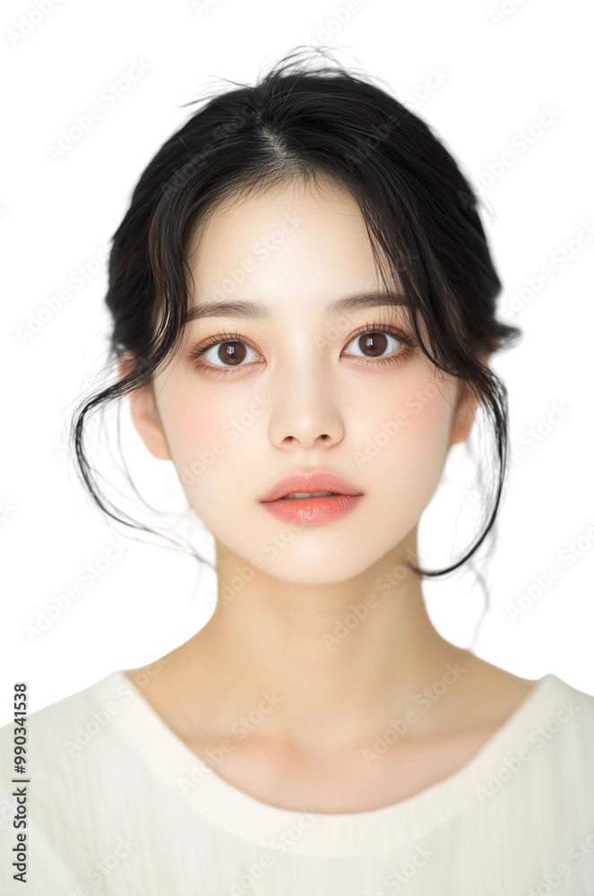 Captivating Portrait of a Young Woman with Intense Gaze Captivating Portrait of a Young Woman with Intense Gaze