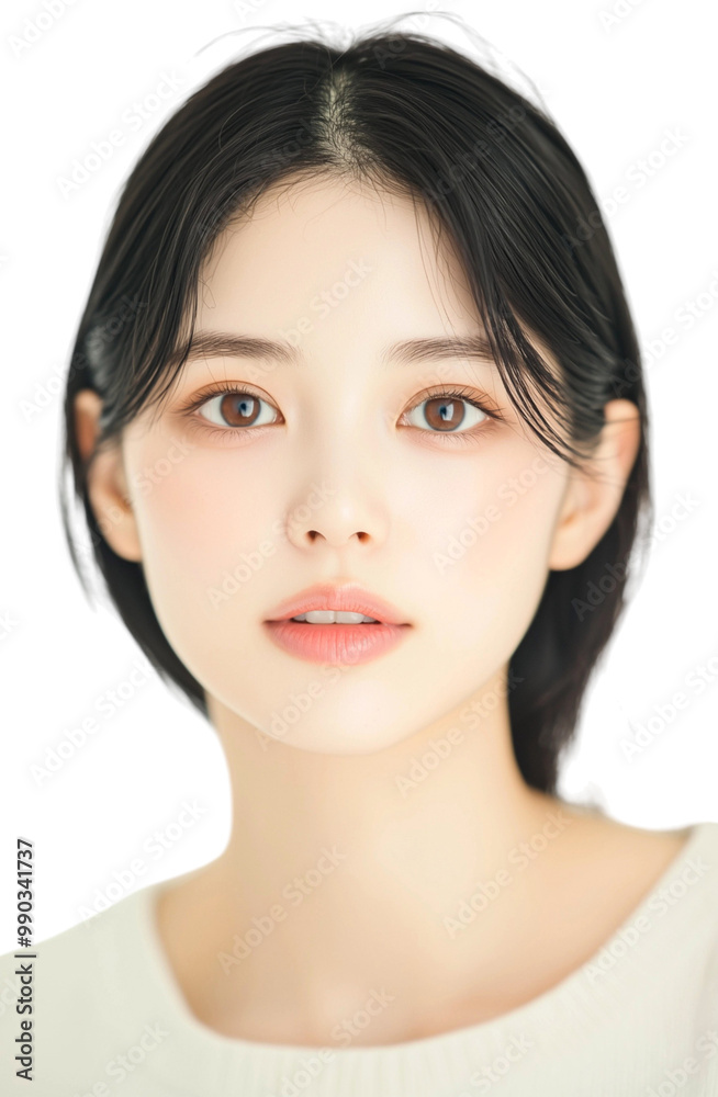 Captivating Portrait of a Young Woman with Intense Gaze Captivating Portrait of a Young Woman with Intense Gaze