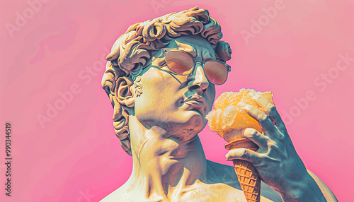 Ancient Statue with ice cream cone
