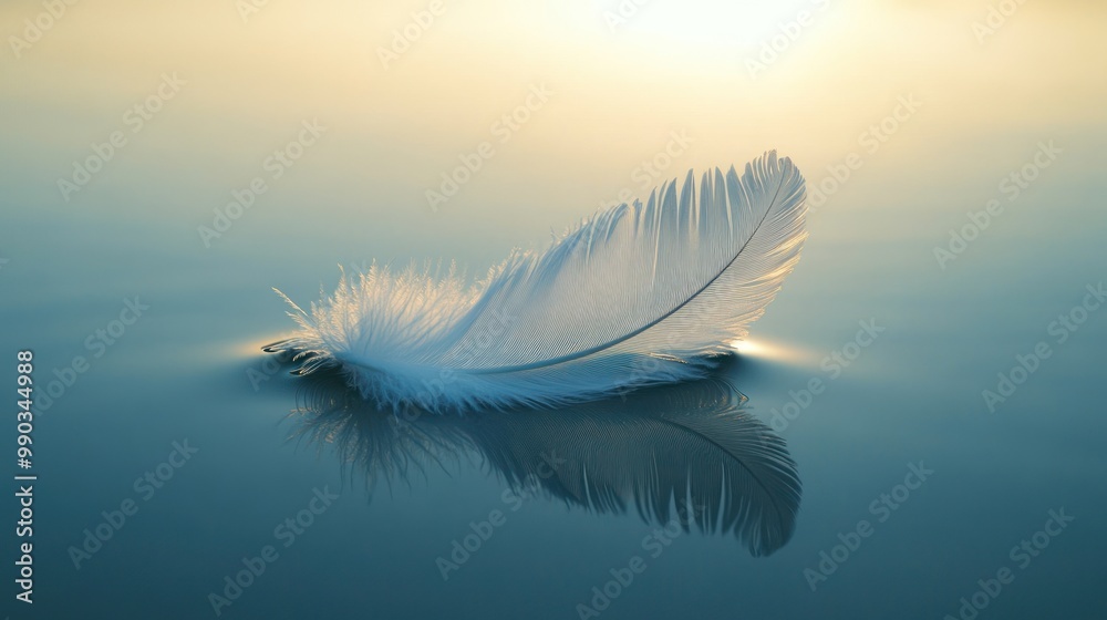 A Single Feather Floating on Water A Single Feather Floating on Water