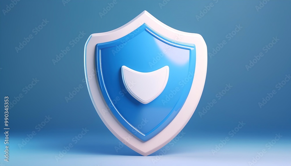 A glossy blue shield icon symbolizes security and protection against threats in a modern digital environment. A glossy blue shield icon symbolizes security and protection against threats in a modern digital environment.