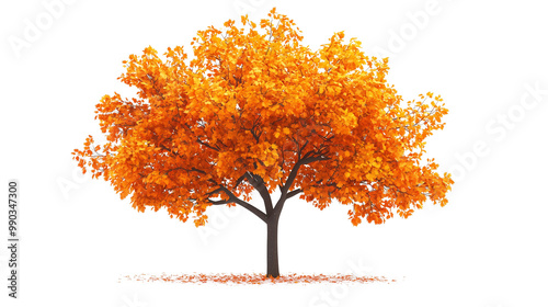 autumn tree isolated on white background 