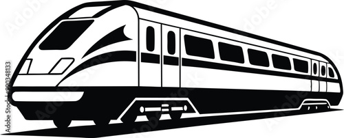 Modern Train silhouette Vector icon, illustration on black and white.