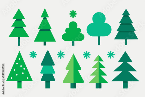 Set of Christmas silhouette clip art elements vector.