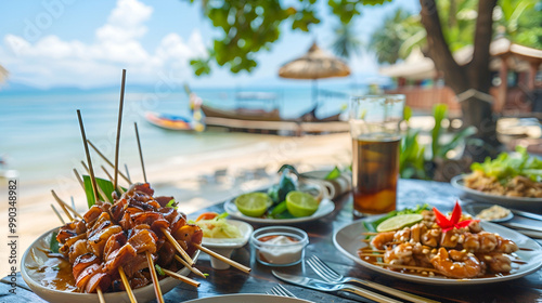 thai food on the beach