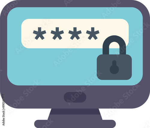 Computer screen displaying a password protected login with a lock icon, representing online security and data protection