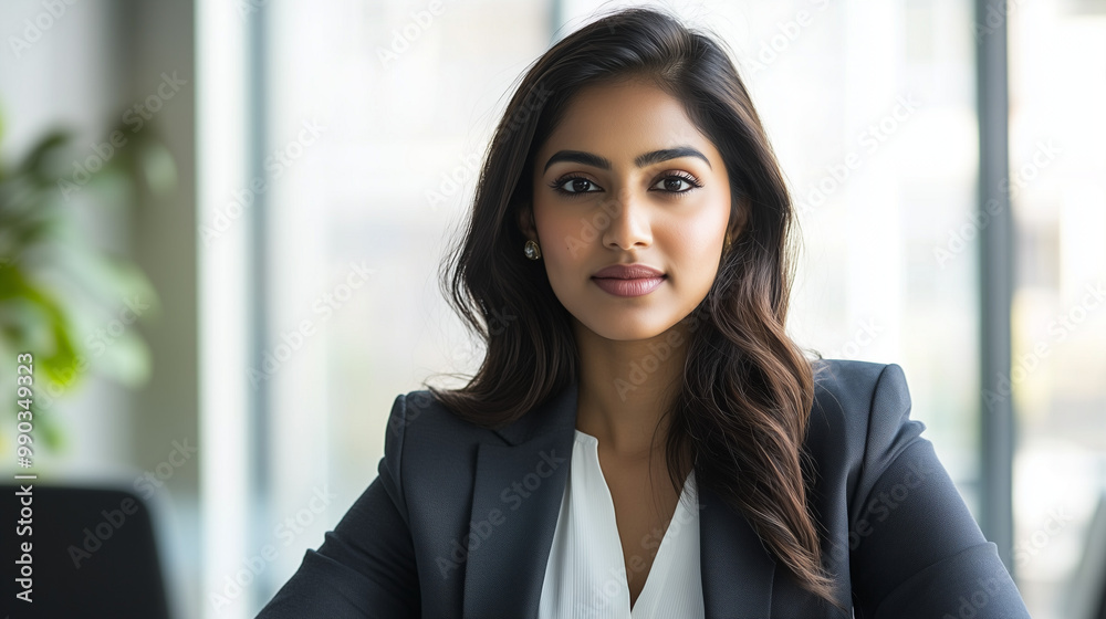 A confident young businesswoman in formal attire, seated in a modern office with natural light, ready for professional work.
A confident young businesswoman in formal attire, seated in a modern office with natural light, ready for professional work.
