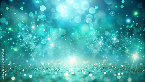 Wallpaper Mural Abstract teal and silver glitter background with bokeh lights, perfect for festive and holiday designs. Torontodigital.ca