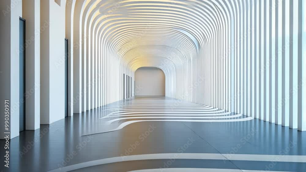 Modern hallway with smooth lines and soft lighting Modern hallway with smooth lines and soft lighting