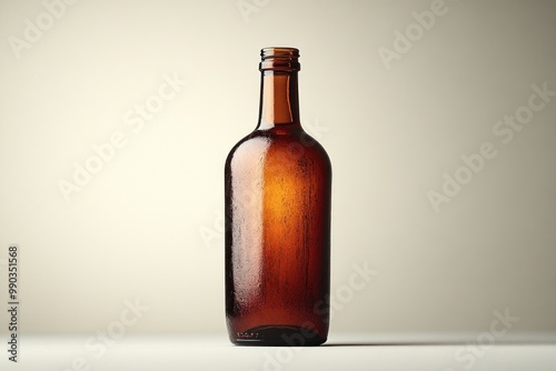 Brown Glass Bottle on White Background