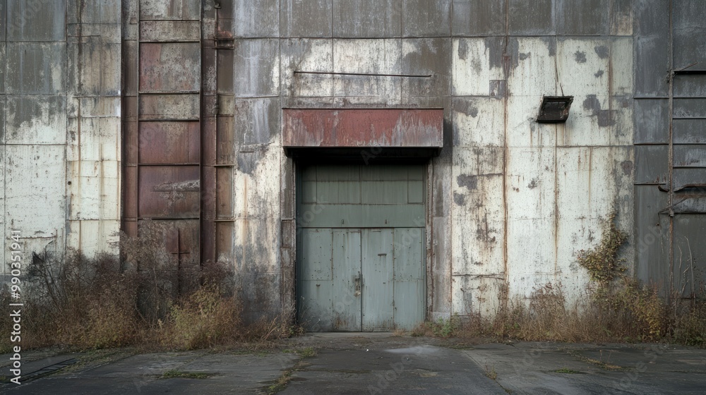 Rustic Industrial Warehouse Door with Weathered Walls Rustic Industrial Warehouse Door with Weathered Walls