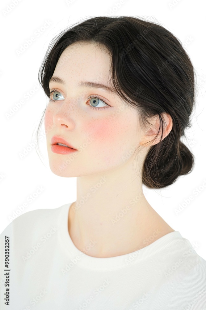 Delicate Beauty Portrait of a Young Woman with Freckles Delicate Beauty Portrait of a Young Woman with Freckles