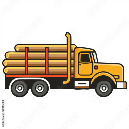 logs transporting truck isolated - Construction Clipart Vector illustration 