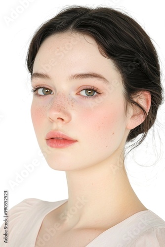 Delicate Beauty Portrait of a Young Woman with Freckles