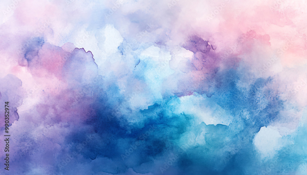 Soft, hand-painted watercolor strokes in calming blues, pinks, and purples, blending seamlessly into one another
