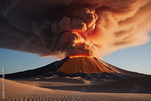 Incandescent Earth Wave: Vivid Plume and Amber-Tinted Sand Eruption