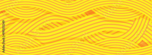 Ramen pattern, vibrant background illustration of asian noodles, ramen, spaghetti, orange background pattern.