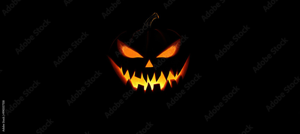 Fototapeta premium Glowing Jack-o'-Lantern with Fangs