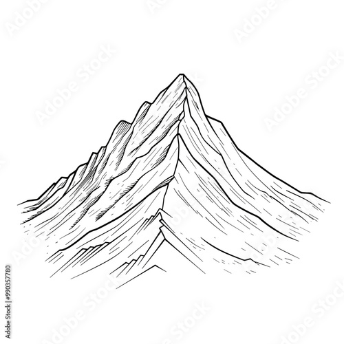 Coloring page for adult and kids of mountain