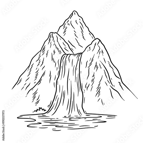 Mountains landscape.Coloring book antistress for children and adults