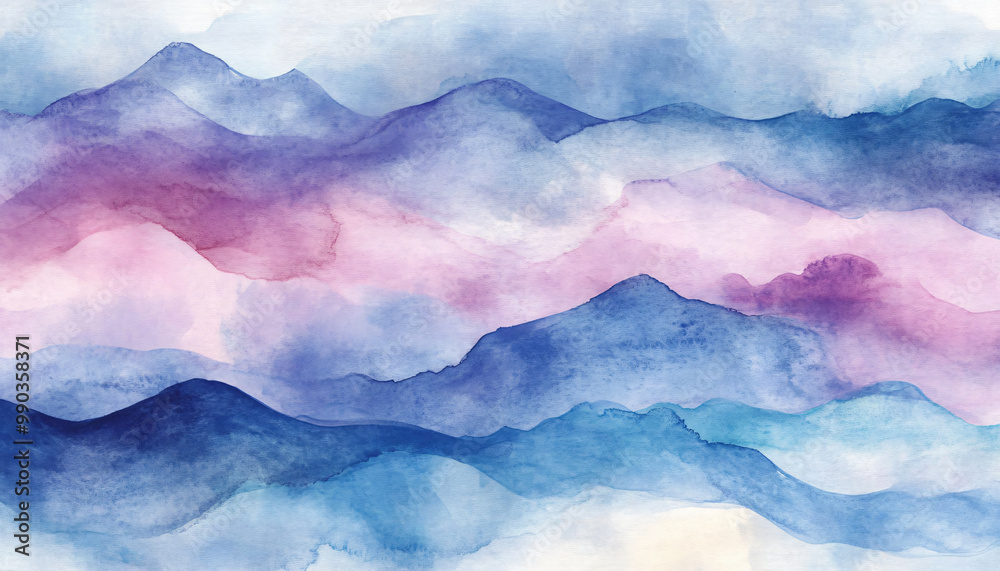 Soft, hand-painted watercolor strokes in calming blues, pinks, and purples, blending seamlessly into one another Soft, hand-painted watercolor strokes in calming blues, pinks, and purples, blending seamlessly into one another