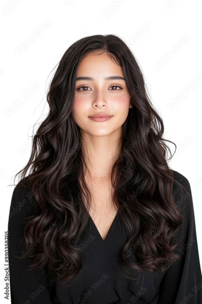 Elegant Portrait of a Woman with Flowing Curly Hair Elegant Portrait of a Woman with Flowing Curly Hair