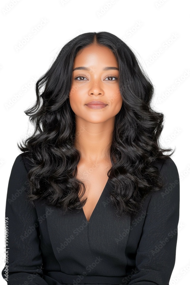 Elegant Portrait of a Woman with Flowing Curly Hair Elegant Portrait of a Woman with Flowing Curly Hair