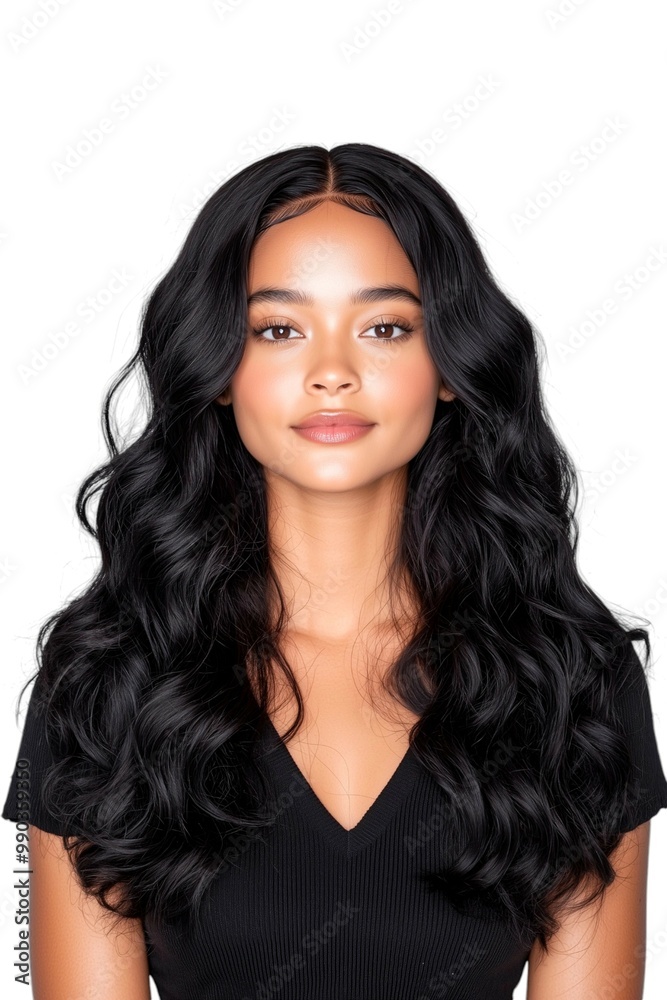 Elegant Portrait of a Woman with Flowing Curly Hair Elegant Portrait of a Woman with Flowing Curly Hair