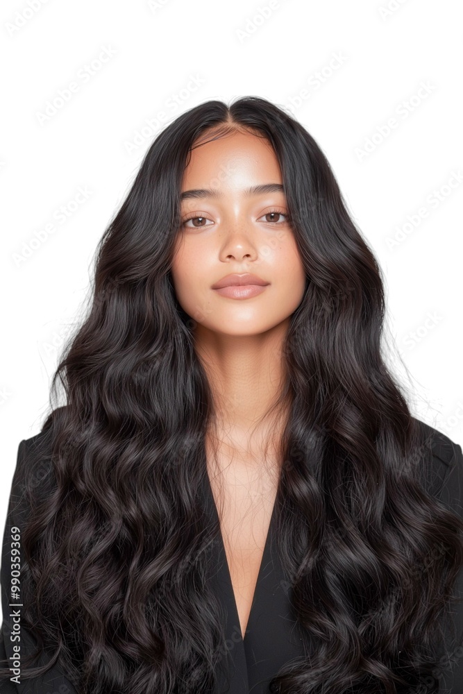 Elegant Portrait of a Woman with Flowing Curly Hair Elegant Portrait of a Woman with Flowing Curly Hair
