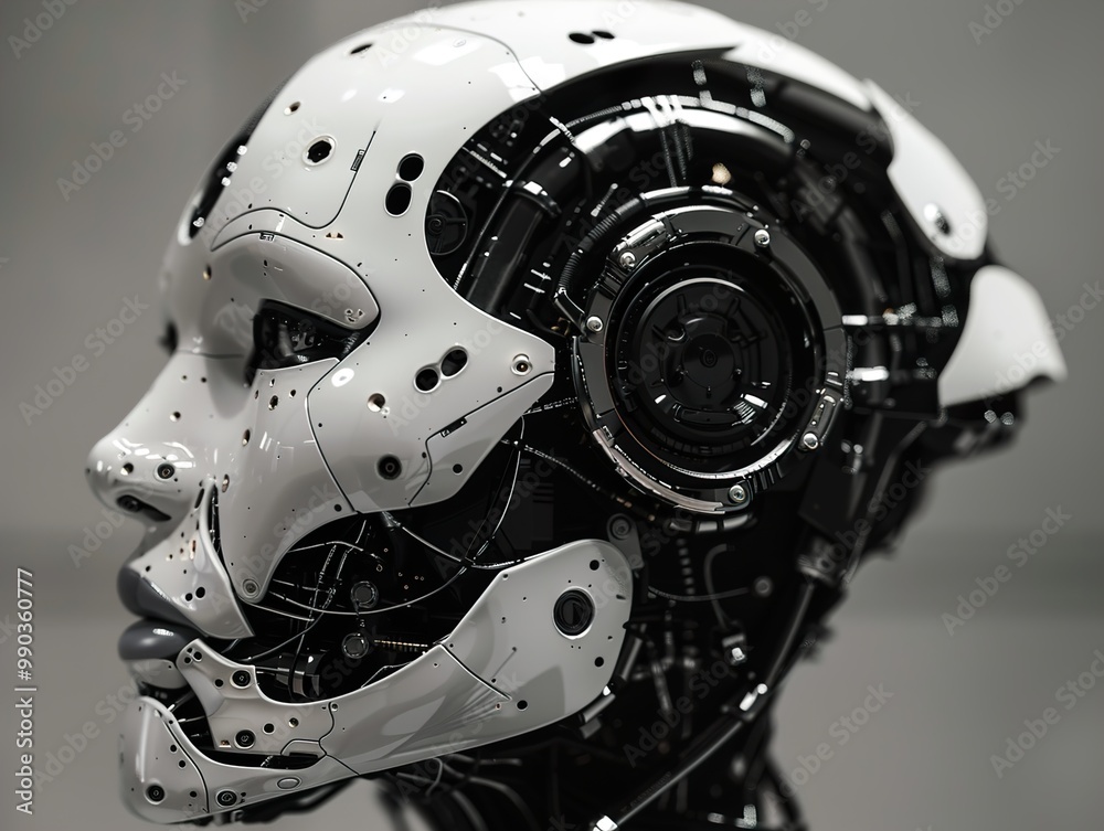 Fototapeta premium Futuristic Robot Head: A Glimpse into the Future of AI