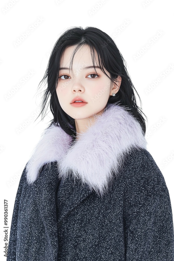 Elegant Winter Fashion Portrait with Luxurious Fur Collar Elegant Winter Fashion Portrait with Luxurious Fur Collar
